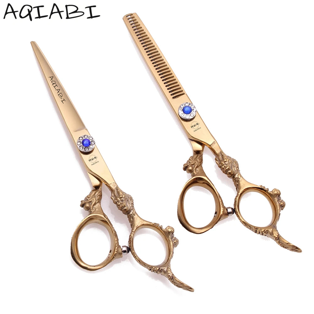 Hair Cutting Scissors 5.5'' 6" AQIABI  Stainless Hairdressing Scissors Professional Barber Scissors Salon Thinning Shears A9004