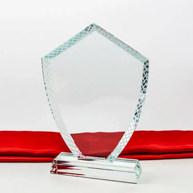 Wholesale New Design Custom Olive Pattern Crystal Blank Plaque Trophy Color Printing Glass Shield Trophy Awards