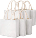 Medium White Burlap Jute Tote Bags Letter Pattern Reusable Canvas Gift Favors Bulk Bridesmaid Wedding Beach Totes Bag Handles
