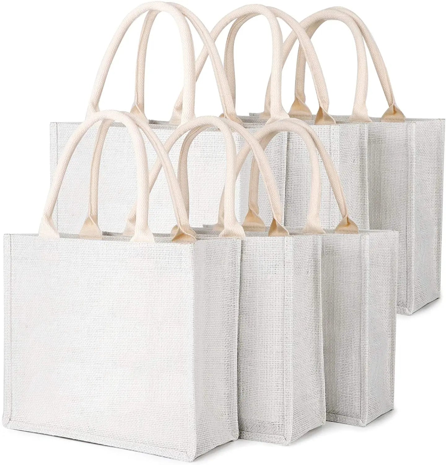 Medium White Burlap Jute Tote Bags Letter Pattern Reusable Canvas Gift Favors Bulk Bridesmaid Wedding Beach Totes Bag Handles