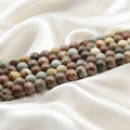 Natural Matte Frosted Round Loose Beads Grass Flower Stone for Jewelry Making Energy Healing Power Crystal Stone Bead