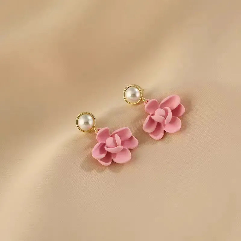 2025 Spring Summer Flower Alloy Earrings Accessories  Unique Multicolor Gardenia Earrings