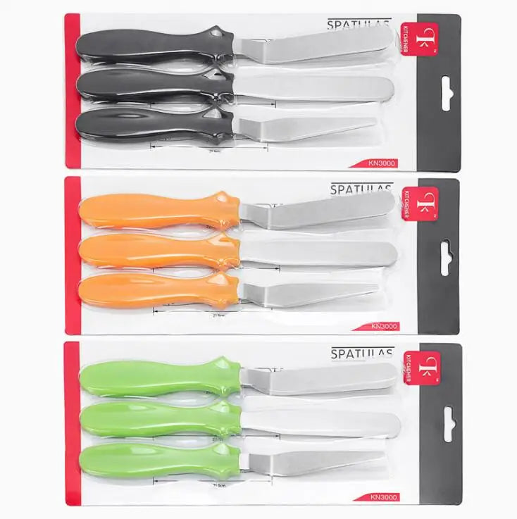 HY 3pcs Cake Decorating Angled Icing Spatula Scraper Knife Cake Tool Set