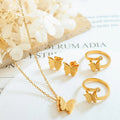 Jachon Butterfly Jewelry Women  Butterflies Birthstone Pendant Necklace/Earrings/Rings Wedding Gift