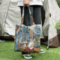 Low MOQ Custom Vintage Jacquard Woven Tapestry Tote Bags with 40% Cotton 60% Polyester Medium/Extra Large Sizes