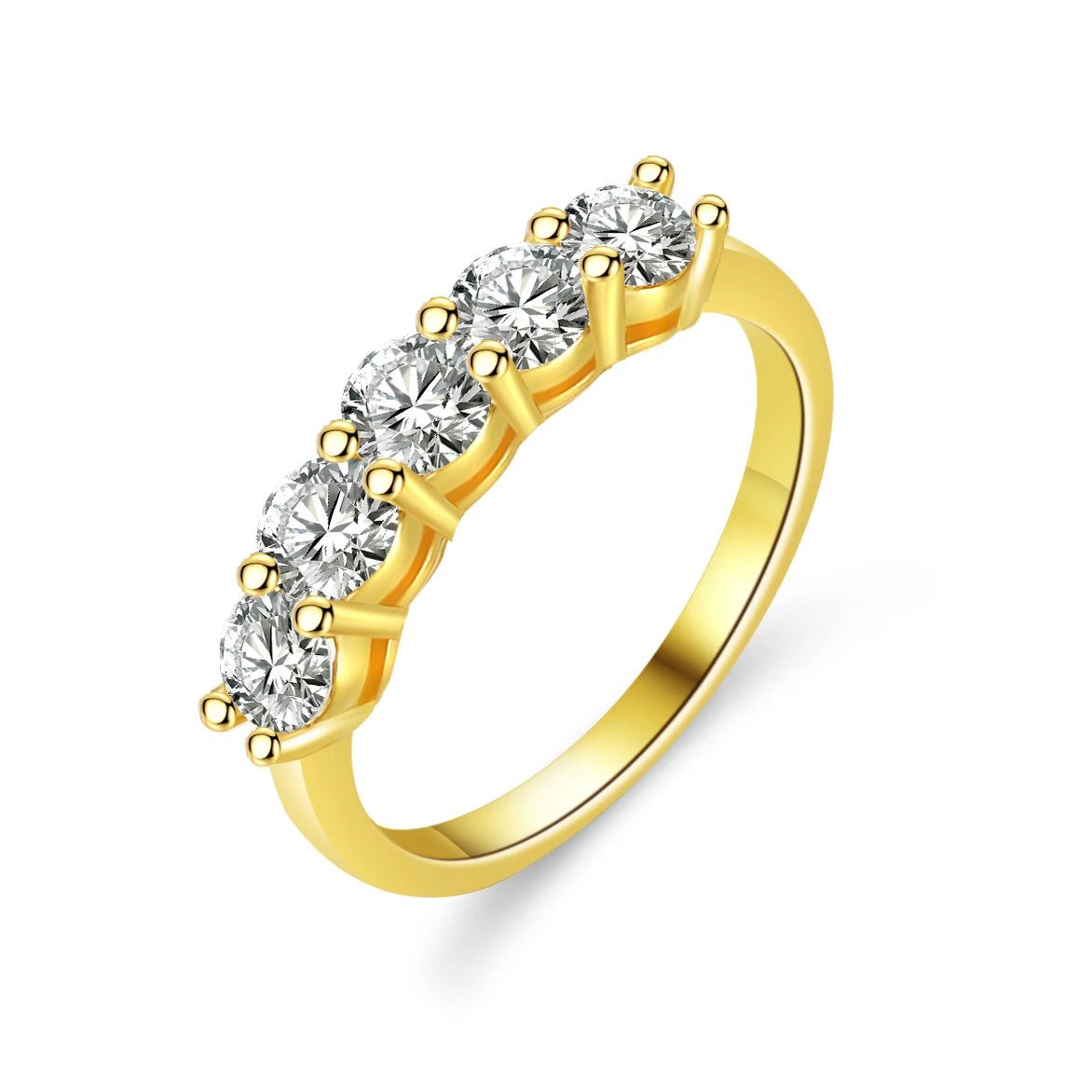 Minimal Modern 925 Sterling Silver Moissanite Real Gold Jewelry Round Cut One Cata 18K Gold Plated Jewellery for Women