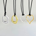 Hot Sale Simple Wax Rope Necklace Personality Hollow Pendant Necklace Irregular Geometric Oval Heart Necklace Gifts for WomenMen