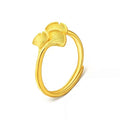 Alluvial Gold  Ring Valentine's Day Gift Brass-Plated Gold Sansheng Lucky Female Apricot Leaf Ring for Girlfriend