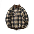 Wholesale Long Sleeve Winter Men Sherpa Lined Flannel Shirt Jacket Stand Collar Vintage