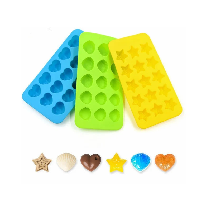 Reusable BPA Free Custom Logo Silicone Easy Release Heart Shell Star Shaped Ice Cube Freezing Mold Ice Cube Tray