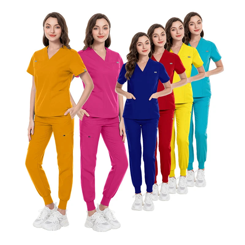 Niaahinn Custom Scrubs Nursing Uniform Fashion Medical Uniform Unisex Hospital Uniform OEM Plus Size Women Scrubs Uniforms Sets