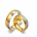 Shining Wedding Ring Women Men Gold Color Love Engagement Jewelry Couple Stainless Steel Ring Valentines Day Gift