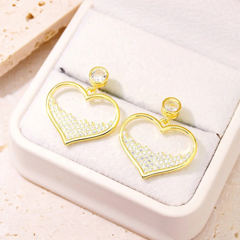 New 925 Sterling Silver Heart Shape Jewelry Set Fashion Necklace Earring Jewelry