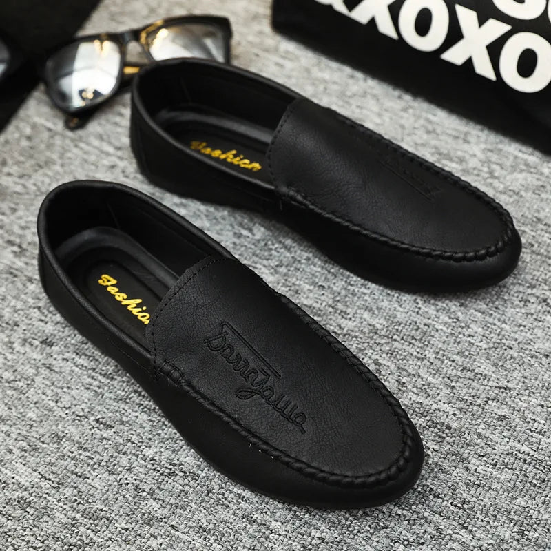 Driving China Factory Shoes Stock Cheap Moccasins Men's Loafers Genuine Leather Upper Rubber Out Sole Breathable
