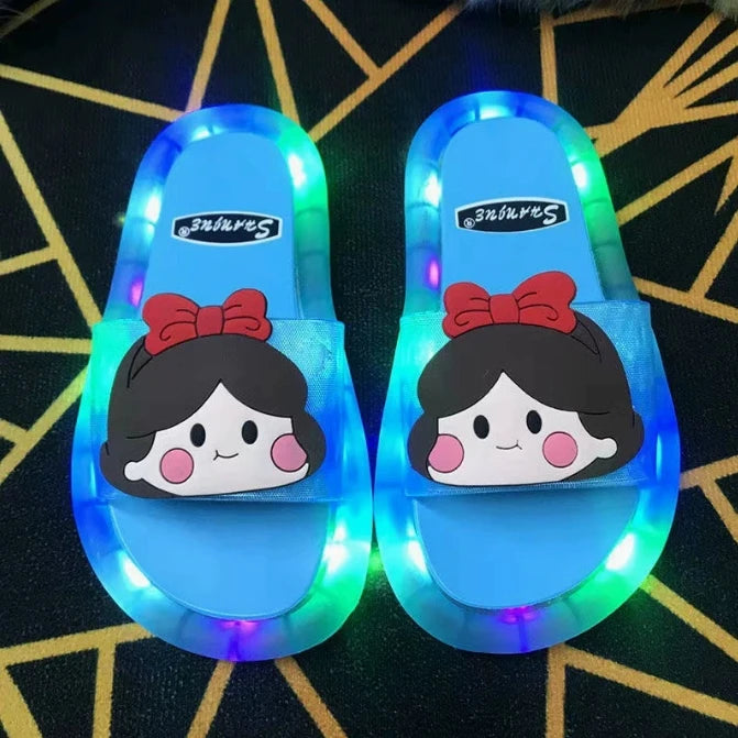 Luminous Children's Slippers Fashionable Crystal Shoes Shining Lights Small and Medium-Sized Children's Luminous Sandals