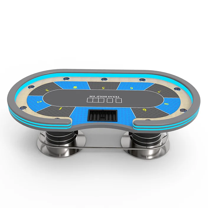 YH Professional Quality Casino 9 Players LED Light Oval Texas Tables for Gambling