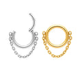 ASTM F136 Titanium 16G Hinged Segment Hoop Earring Dangling Chain Nose Ring Ear Cartilage Tragus Helix Body Piercing Jewelry