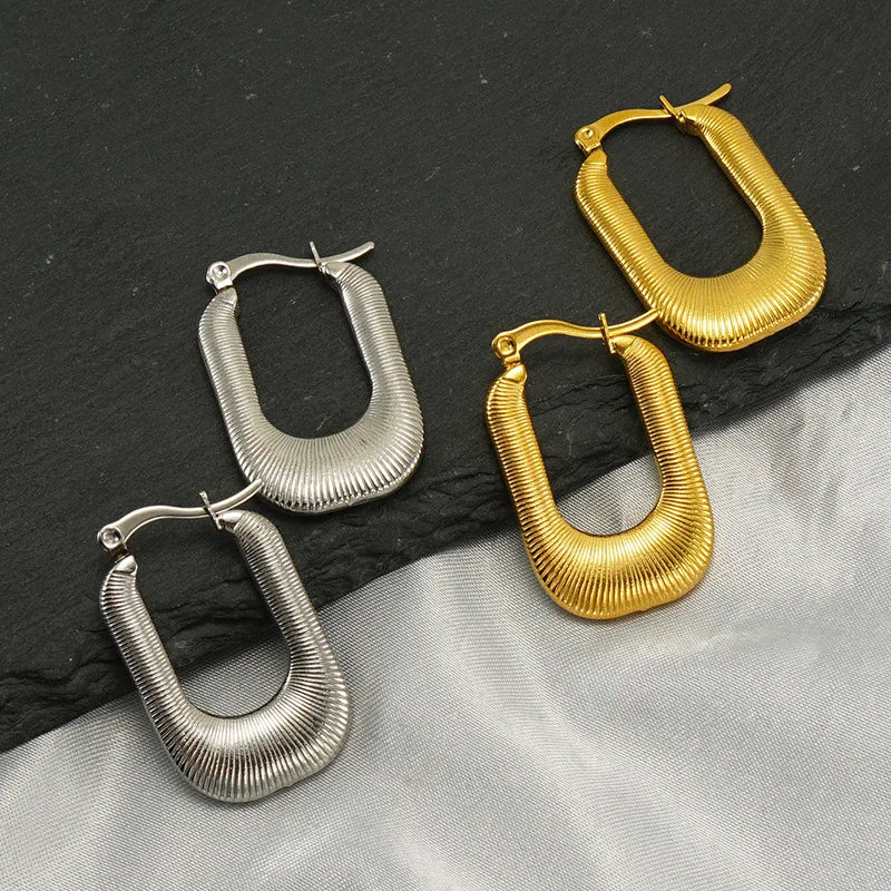 Nabest 18K Gold Plated Stainless Steel Huggie Earrings Waterproof U-Shape Trendy Fashion Jewelry Zircon Main Stone for Gifts