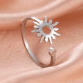 Shinning Sun Ring for Women Stainless Steel Boho Adjustable Finger Rings New Fashion Jewelry Birthday Gift