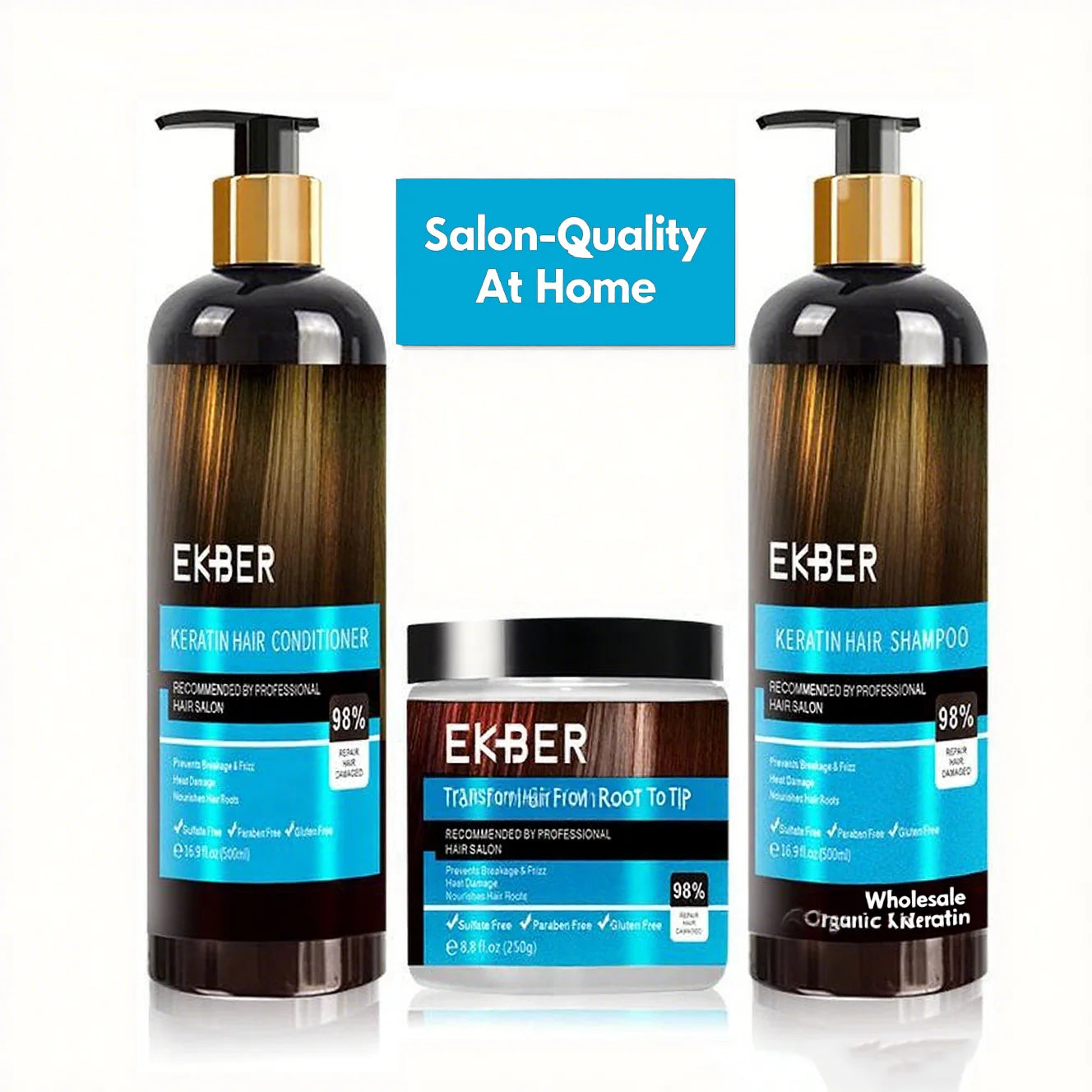 Natural Herbal Professional Sulfate Free Home Use Smooth Argan Collagen Keratin Hair Care Shampoo and Conditioner Set