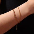 Fashion Design Crystal Hot Small Rectangle Zircon Charm Bracelets Woman Double Layered  Beaded Chain Tarnish Free Jewelry