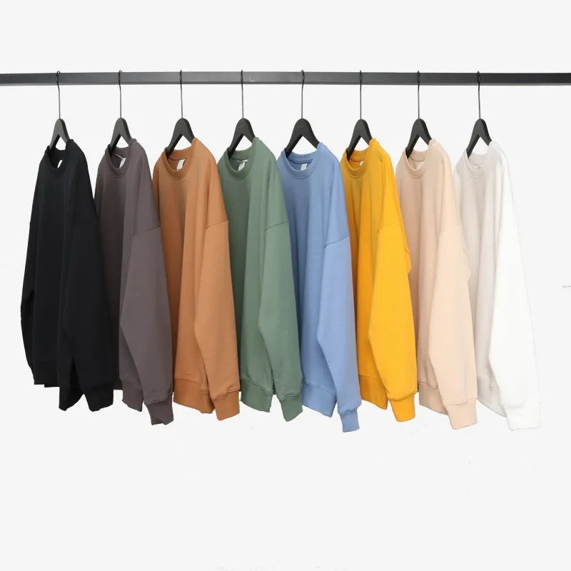Custom Solid Autumn Sweatshirt Polyester/Cotton 400gsm Long Sleeve Crew Neck Oversized Fit for Men