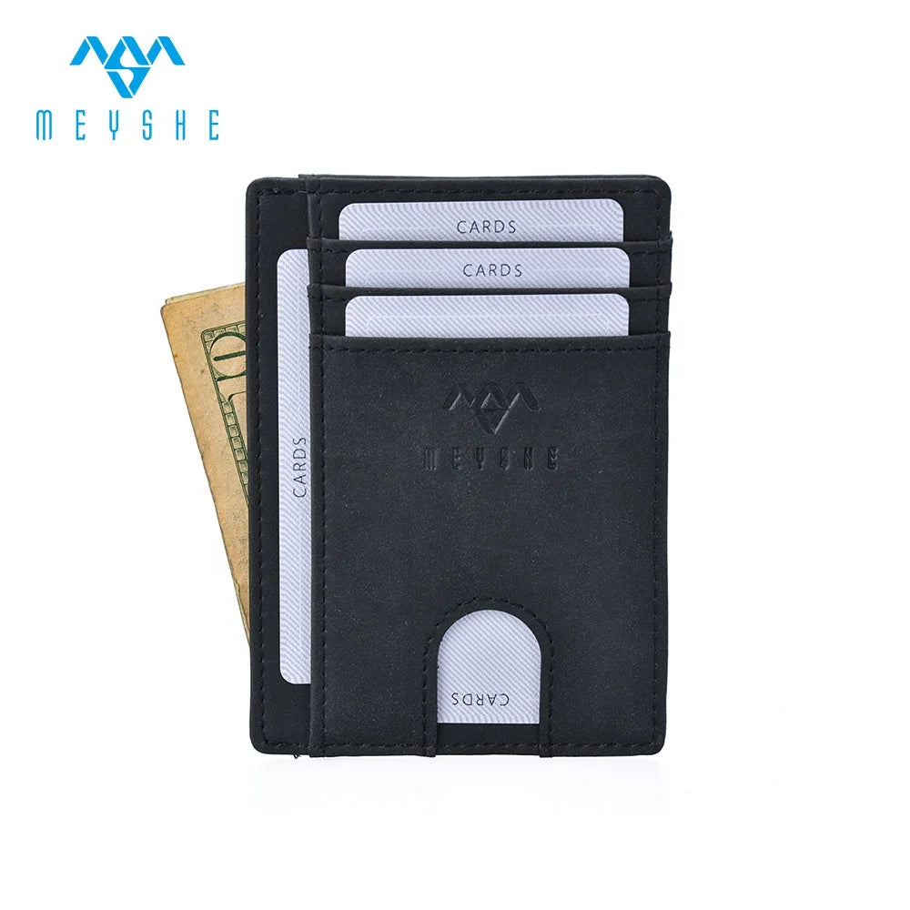Factory Price Custom High Quality PU Leather RFID Blocking ATM Trading ID Card Holders Simple Wallet
