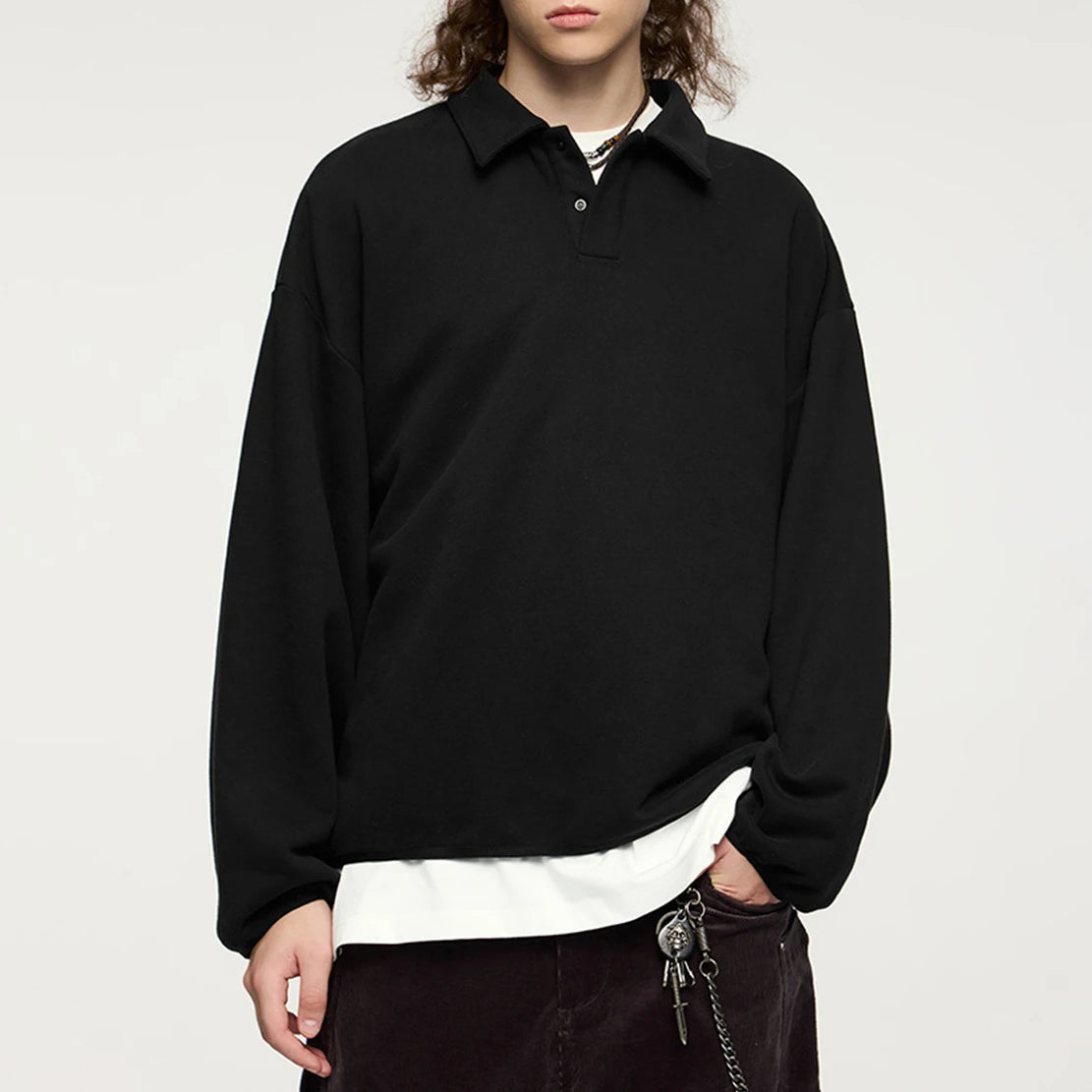 Custom 400 Gsm 500gsm Tech Cashmere Fabric Men Drop Shoulder Oversized Heavy Cotton Fleece Pullover Polo Sweatshirts Hoodie