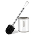 Modern Style Compact Toilet Brush and Holder Space-Saving Bathroom Storage with Drip-Proof ABS White Cup Plastic Material
