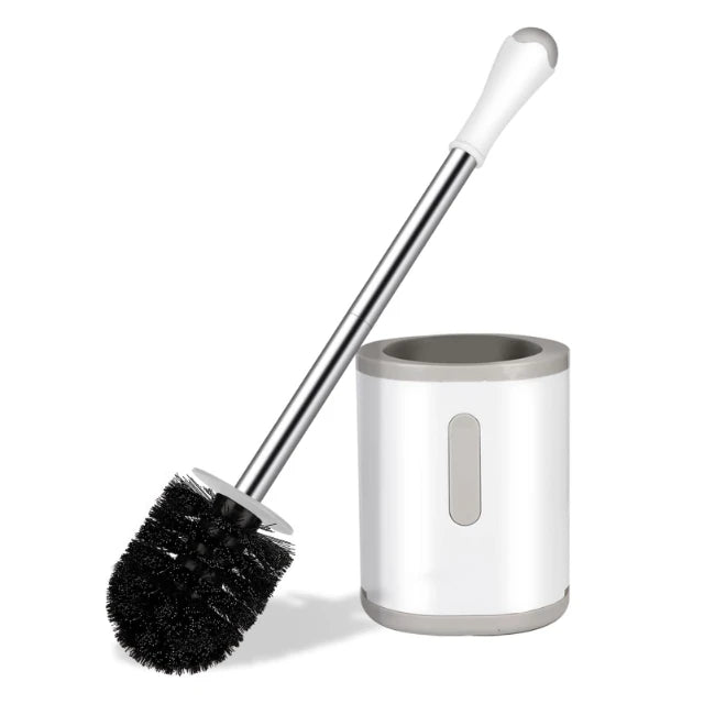 Modern Style Compact Toilet Brush and Holder Space-Saving Bathroom Storage with Drip-Proof ABS White Cup Plastic Material