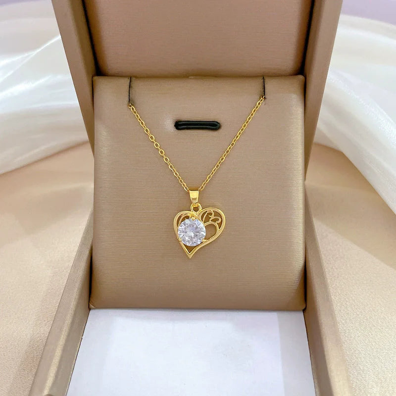 Fashion Zircon Heart Pendant Necklace for Women Wholesale NSA2555