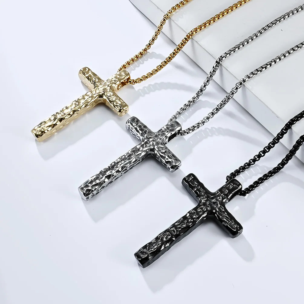 Unique Design 316 Stainless Steel Anti Color Skull Cross Pendant Necklace for Men DZ504