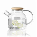 CnGlass Borosilicate Glass Tea Pot Heat Resistant Stovetop Safe with Airtight Bamboo Lid Strainer Teapot