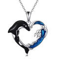 Factory Sale 925 Sterling Silver Enamel Sea Wave Whale Heart Shape Pendant Necklace