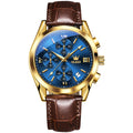 Oem  Custom logo Chronograph  Phase of the Moon Leather Multifunctional Luxury Calendar Fashion Sports Quartz Watch for Man