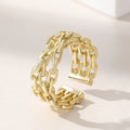 925 Sterling Silver Double Layer Copper Hollow Twist Chain Rings for Women Chunky Braided 18k Gold Plated Open Rings
