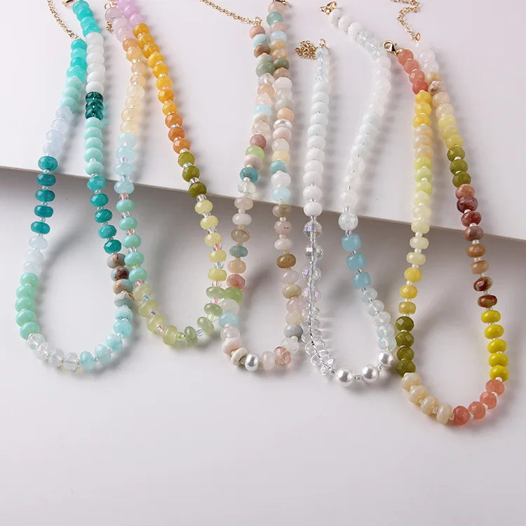 Bohemian Choker Seed Beaded Pearl Necklace Handmade Colorful Natural Stone Beach Boho Bead Necklace for Women Girls