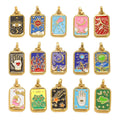 2025 New Arrival Hot Selling Stainless Steel Vacuum Plated Colored Enamel Square Pendant DIY Charms for Jewelry Making
