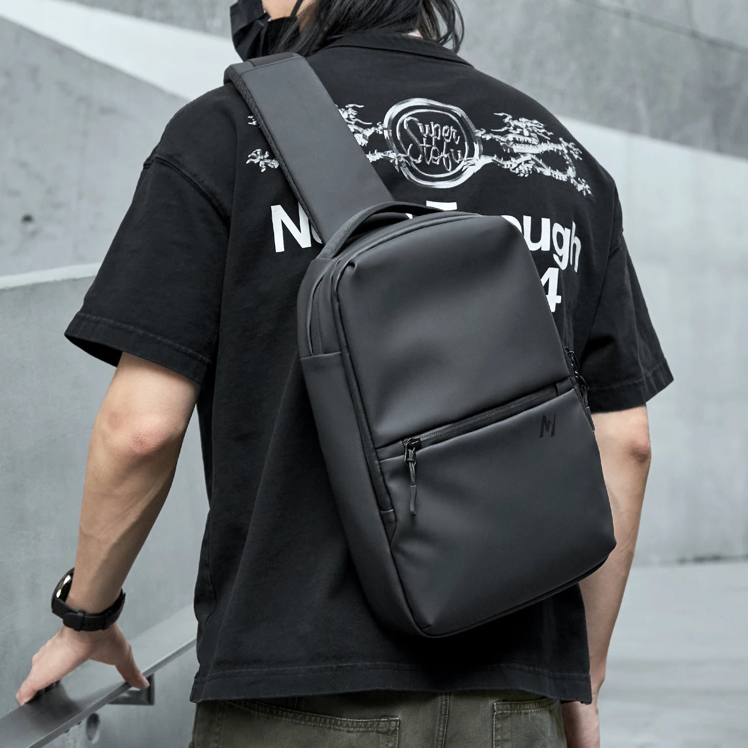 MOYYI Waterproof PVC Crossbody Bags for Men Outdoor Cycling Sling Bags