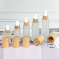 Environmental Empty Bamboo Lid Glass Cream Jar 30ml-120ml Frosted Glass Container Wooden Lids for Cosmetics Hot Stamping