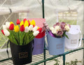 Portable Flower Gift Box With Handles Semicircle DIY Flower Basket Arrangement Wholesale