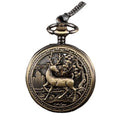 Deer Hollow Carved Antique Zinc Alloy Flip Manual Mechanical Pocket Watch