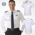 Fast Shipping Polyester Spandex Fabric Men Air White Shirts Pilot Shirt Custom American Airline Uniform Shirt Ready to Ship