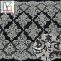2023 New Pure White Bridal Net Lace French 3D Flower Tulle Shiny Sequins Beaded Fabric African Wedding Dress Fabric