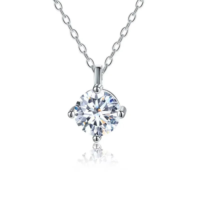 Low Price Real 925 Silver 18K White Gold Plate Gra Certificate 1CT Diamond Moissanite Pendant Necklace Wedding Jewelry for Women
