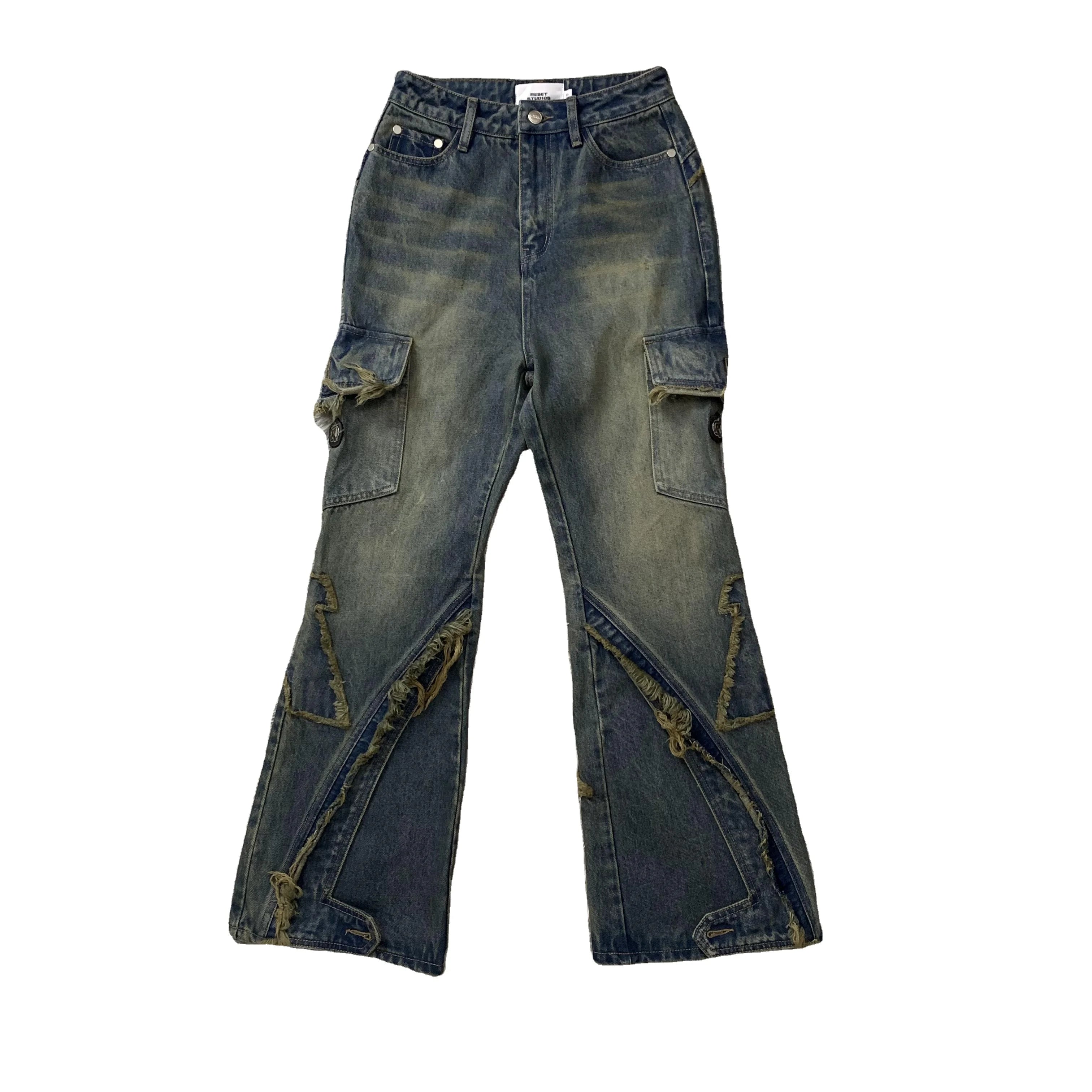 DENIMGUYS Men's Y2K Acid Washed Baggy Loose Denim Street Wear Hip Hop Trend Personality Men Jeans