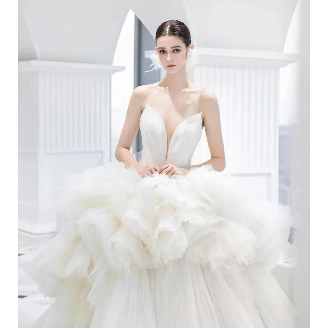 2025 Luxury Wedding Dress Ruffled Lace Wedding Dress Wedding Dress Autotest