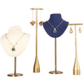 Luxury High End Velvet Metal Stand Necklace Display Frame Necklace Bust Jewelry Display Props