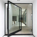 Large Modern French Pivot Entry Door Clear Low-E Insulated Glass Stainless Steel 360 Rotation for Soundproof Farmhouse