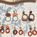 Hot Sale Wooden Hoop Dangle EarringsHandmade Geometric Drop Earrings Jewelry for Sisters Lover